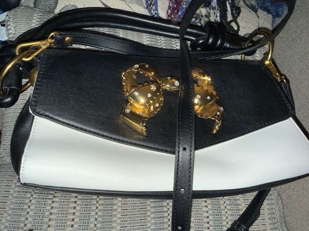 Betsey Johnson Black and White Bow Crossbody Bag